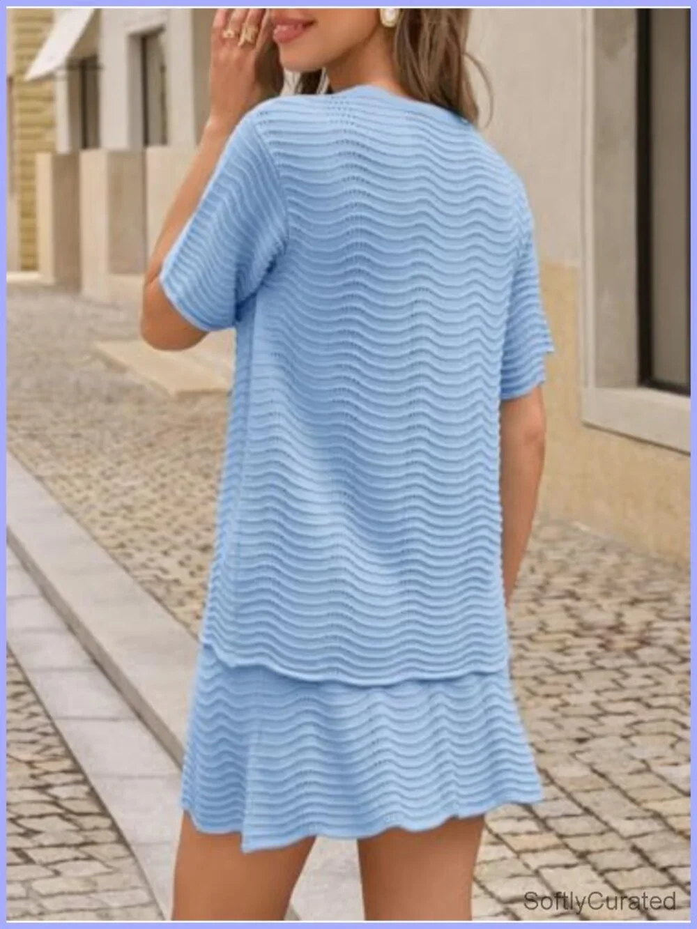 Women's Crochet Swimsuit Coverup 2 Piece Skirt Set Beach Vacation Clothes